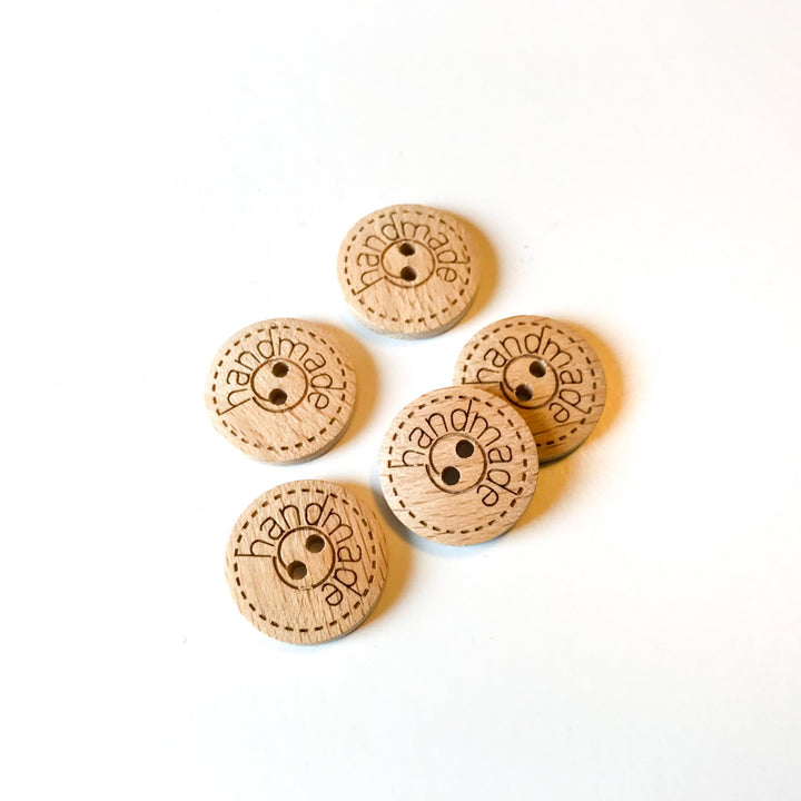 Handmade Wooden Buttons for Sewing – Natural Two-Hole Buttons in Multiple Sizes (15mm, 18mm, 23mm)