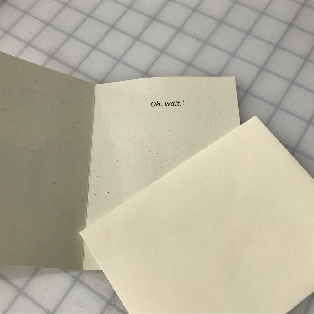 Humorous note card with quote: ‘I could stop drinking and give up chocolate, but I am not a quitter…oh, wait,’ includes matching envelope.