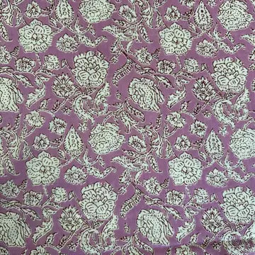 Indian Hand Printed Cotton - Floral Vine Mauve