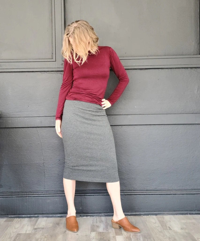 Sew House Seven Cosmos Sweatshirt and Elemental Pencil Skirt sewing pattern, oversized raglan top and high-waist pencil skirt