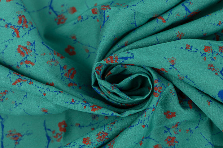 Italian Viscose Print - Aqua Fiorita