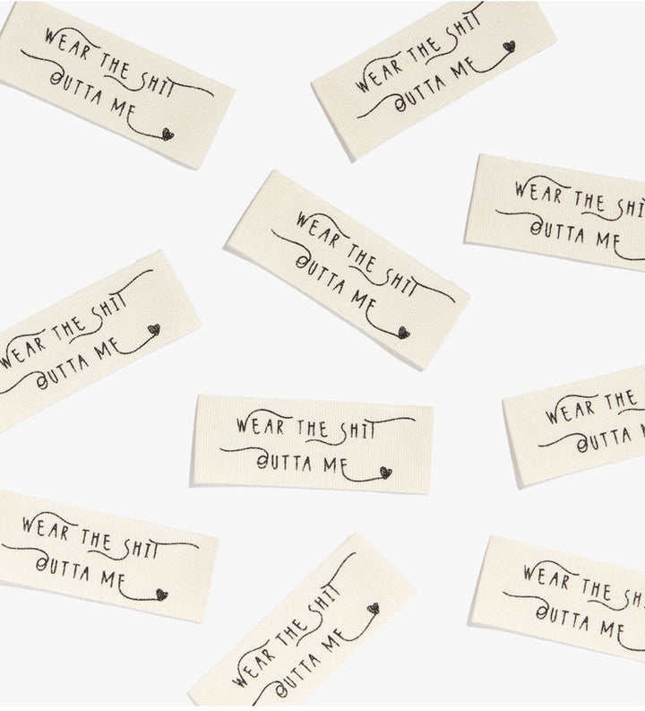 Kylie and the Machine ‘Wear the Sh*t Outta Me’ Woven Sewing Labels - Bold and Durable Garment Tags for Handmade Clothing