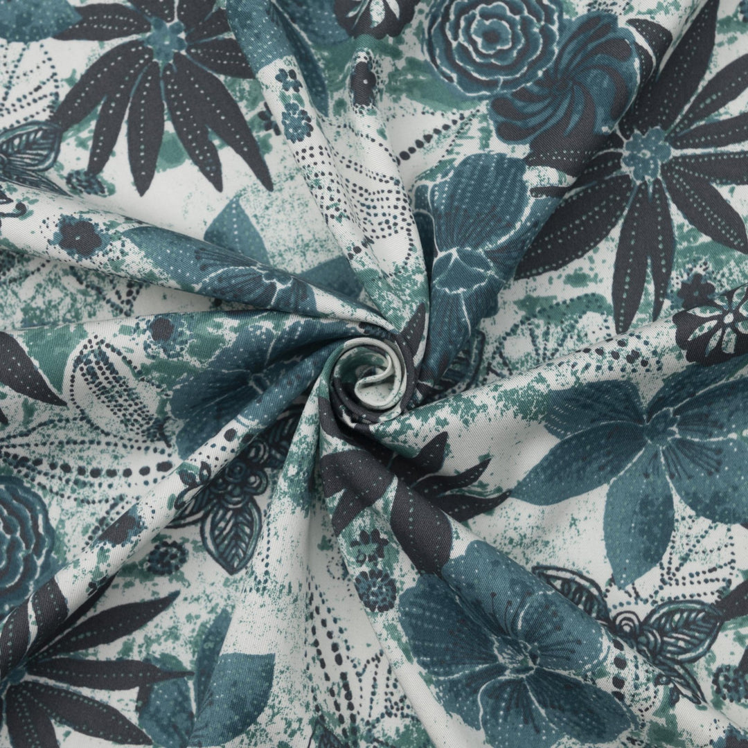 Cotton Twill Teal Reef Print 100% cotton medium-weight fabric for sewing projects