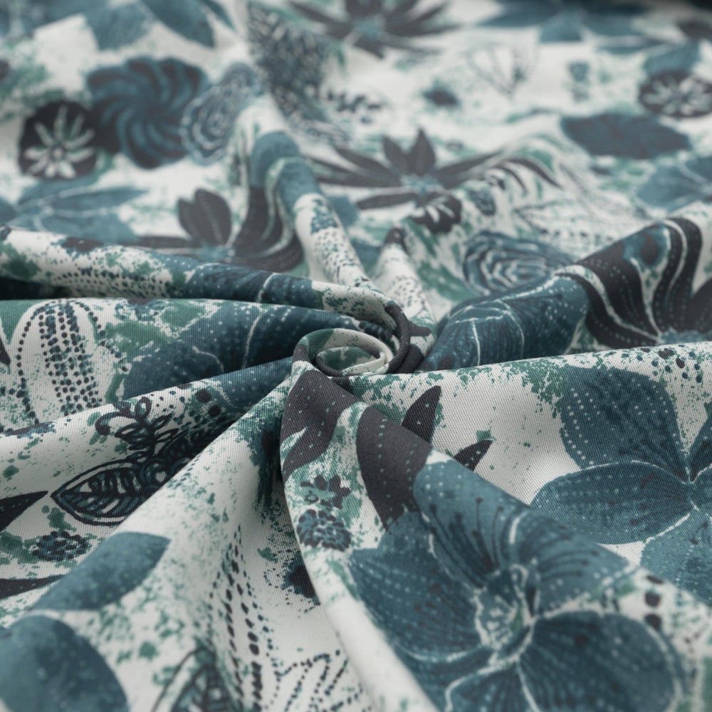 Cotton Twill Teal Reef Print 100% cotton medium-weight fabric for sewing projects