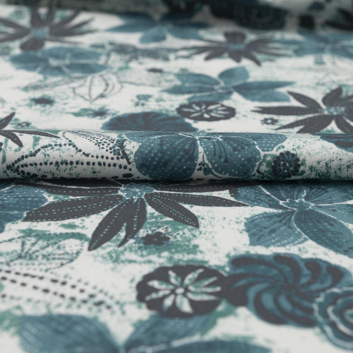 Cotton Twill Teal Reef Print 100% cotton medium-weight fabric for sewing projects