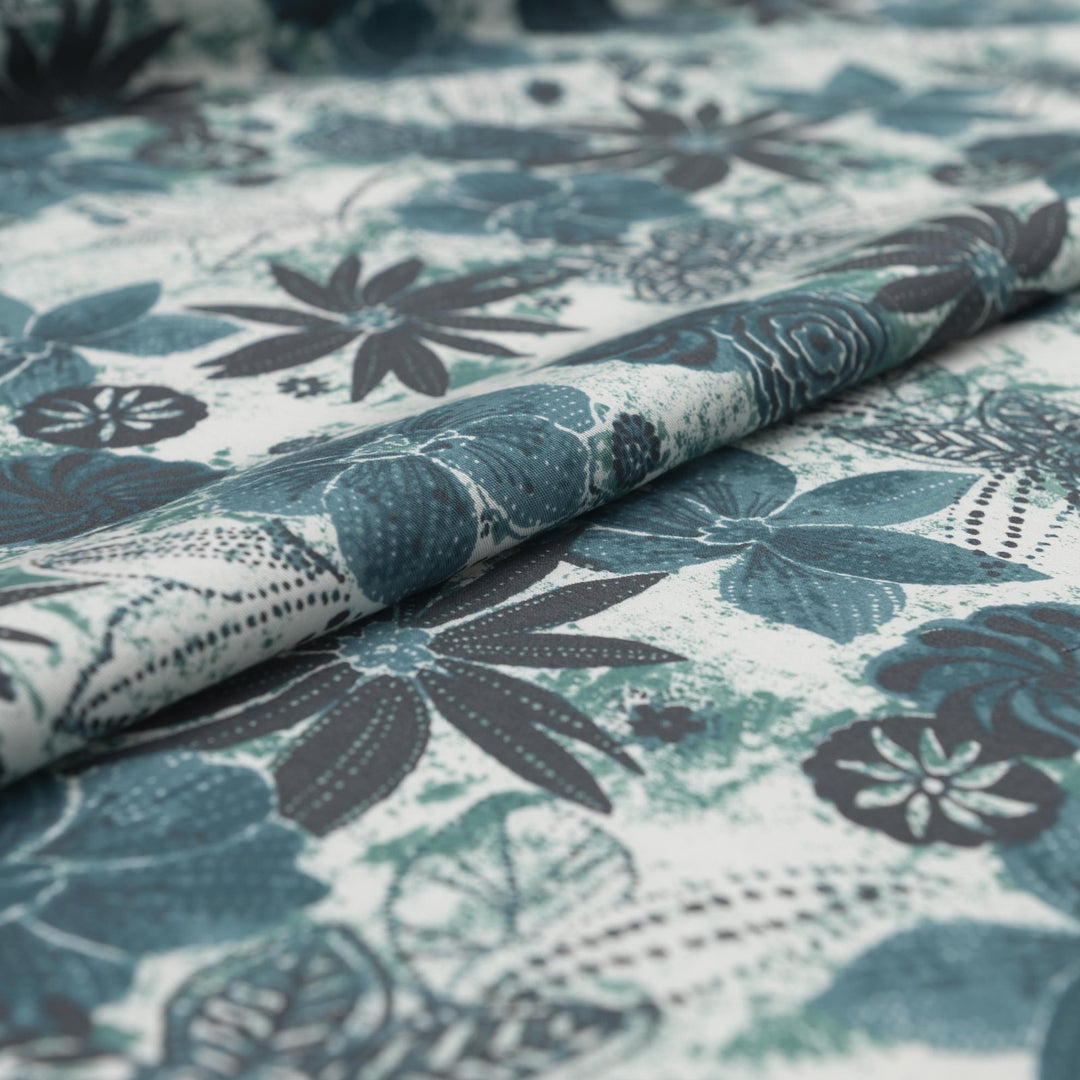 Cotton Twill Teal Reef Print 100% cotton medium-weight fabric for sewing projects