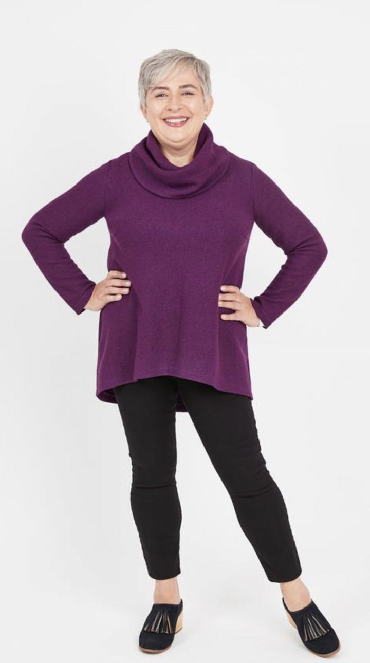 Cashmerette Tobin Sweater sewing pattern featuring split neck, cowl neck, and classic sweatshirt options with curve-friendly fit