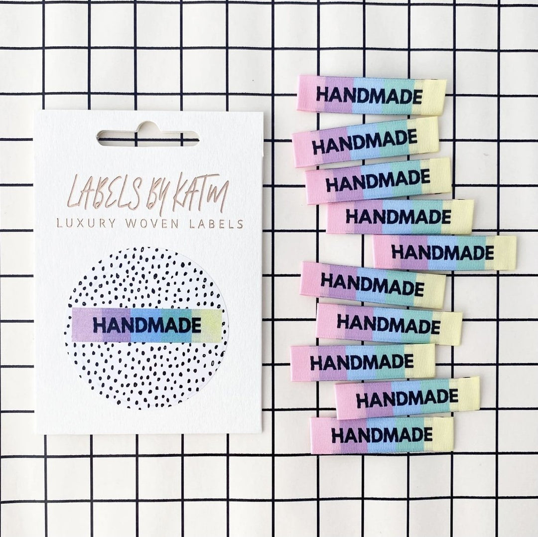Kylie and the Machine 'Handmade' Woven Sewing Labels - Premium Quality Clothing Tags for Handmade Garments