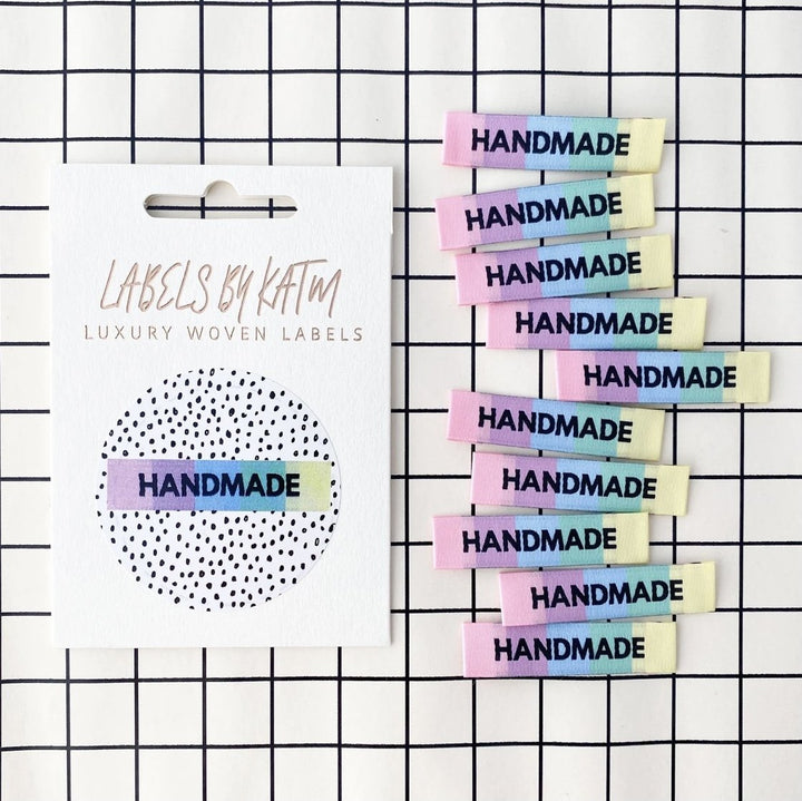 Kylie and the Machine 'Handmade' Woven Sewing Labels - Premium Quality Clothing Tags for Handmade Garments