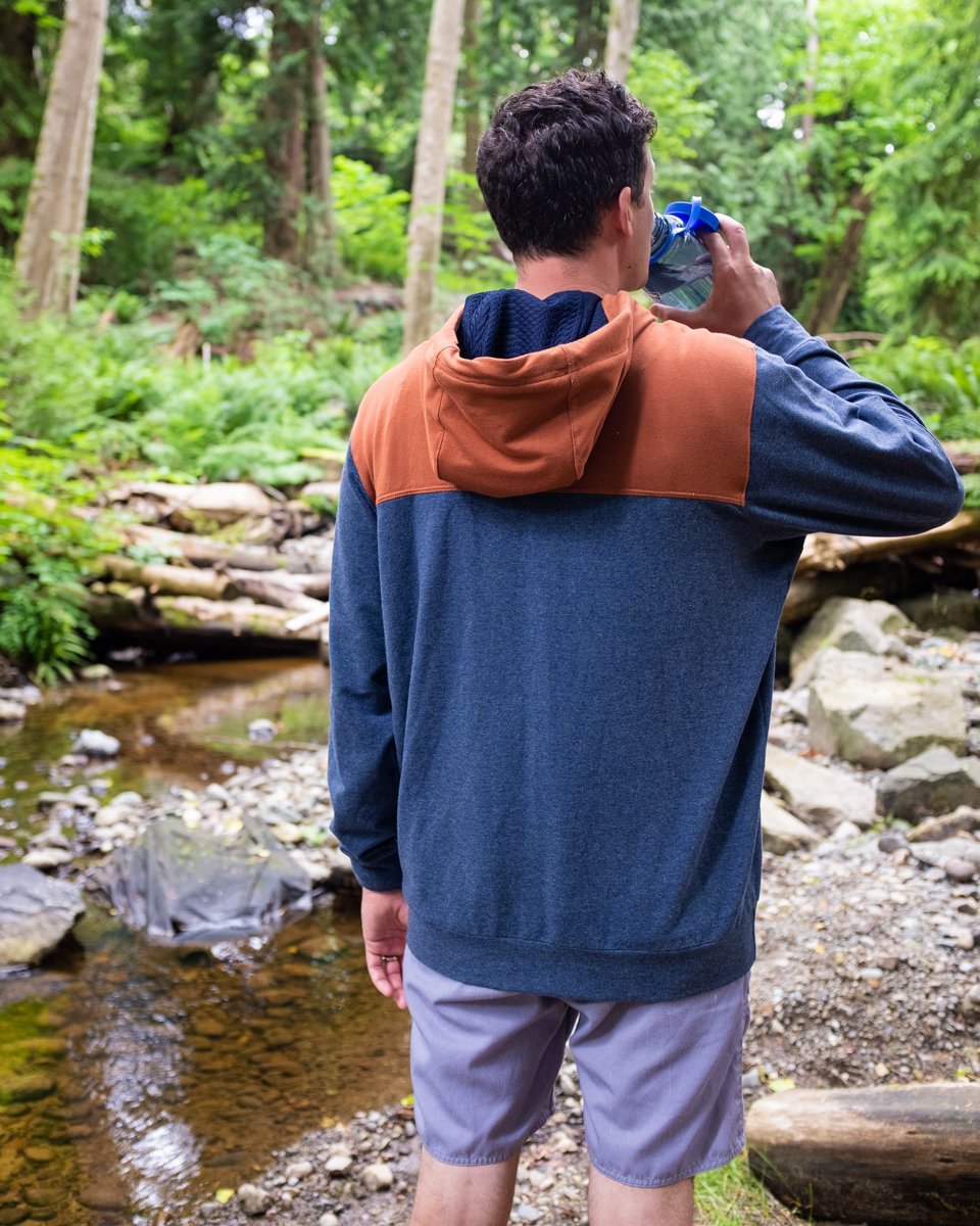 Thread Theory Carmanah Sweater sewing pattern zippered knit sweater with lined hood and optional kangaroo pockets