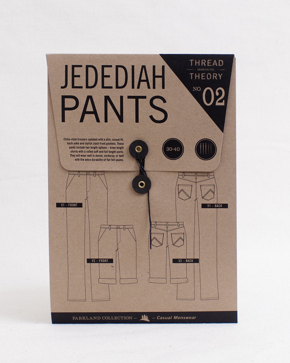 Thread Theory Jedediah Pants sewing pattern slim chino-style trousers and knee-length shorts with pockets and flat-felled seams