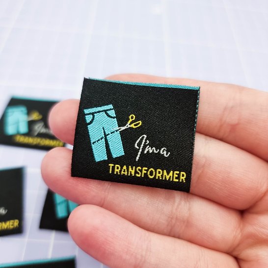 SA Labels I’m a Transformer garment tags for upcycled clothing and sustainable fashion