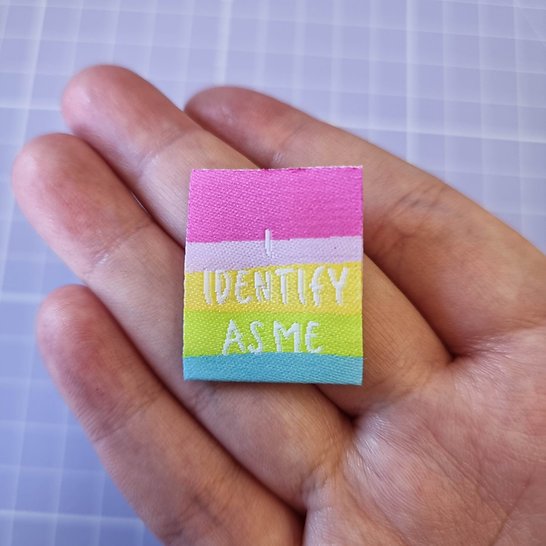 SA Labels I Identify As Me LGBTQ+ pride garment tags for handmade clothing