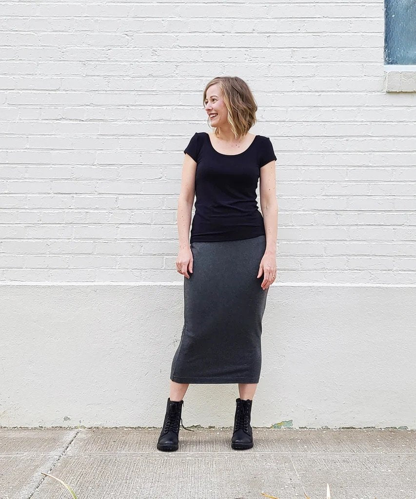 Sew House Seven Cosmos Sweatshirt and Elemental Pencil Skirt sewing pattern, oversized raglan top and high-waist pencil skirt