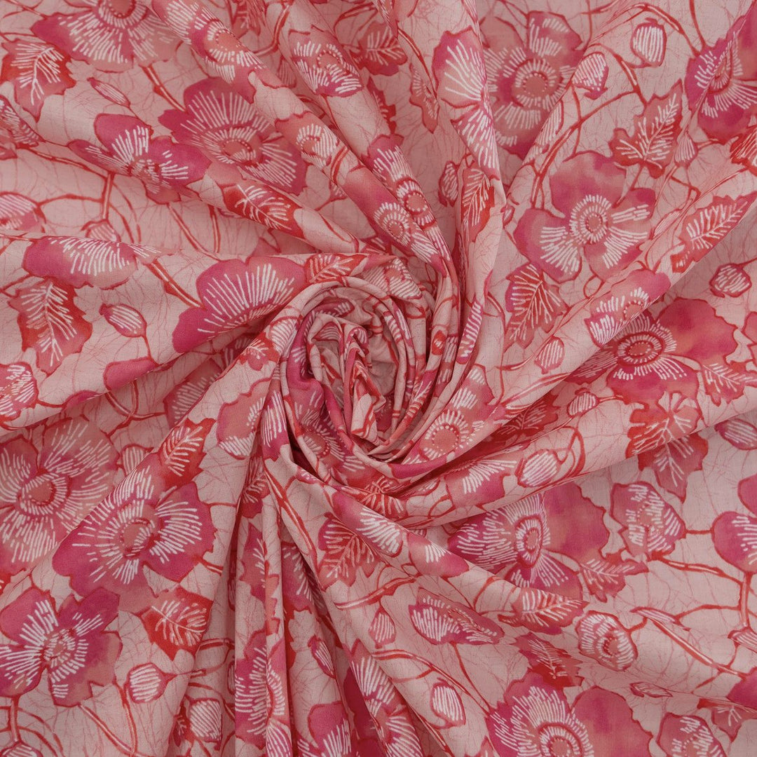 Cotton Lawn Bubblegum Bloom – 100% cotton, 44 inches wide, lightweight crisp fabric for sewing summer tops, robes, pajamas, and shirts