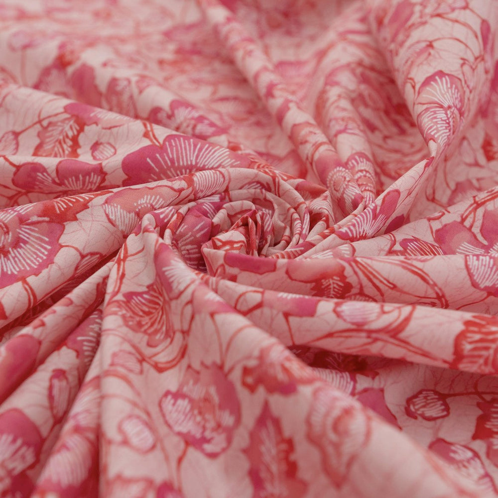 Cotton Lawn Bubblegum Bloom – 100% cotton, 44 inches wide, lightweight crisp fabric for sewing summer tops, robes, pajamas, and shirts