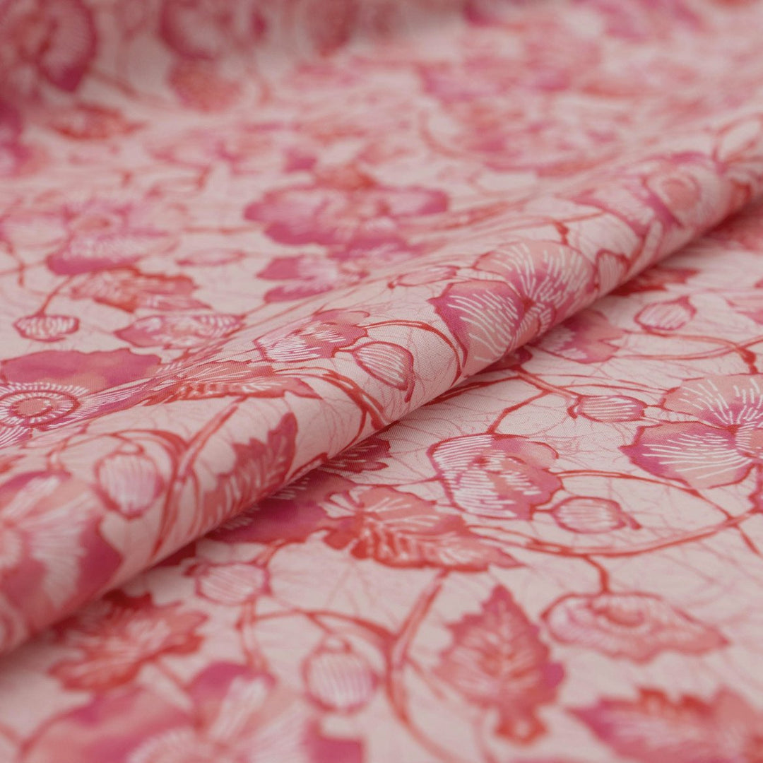 Cotton Lawn Bubblegum Bloom – 100% cotton, 44 inches wide, lightweight crisp fabric for sewing summer tops, robes, pajamas, and shirts