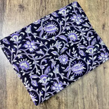 Indian Block Print Cotton - Floral Vine Deep Plum