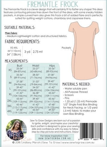 Sew to Grow Fremantle Frock with princess seams and hidden pockets in soft fabric