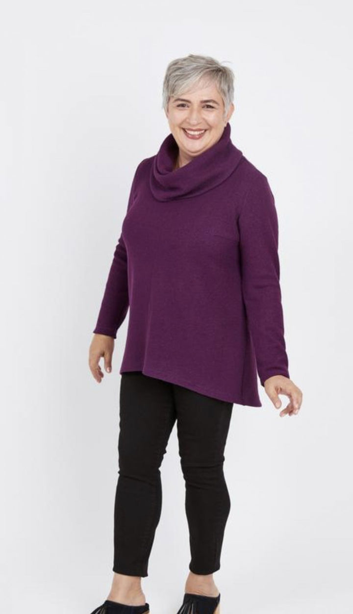 Cashmerette Tobin Sweater sewing pattern featuring split neck, cowl neck, and classic sweatshirt options with curve-friendly fit
