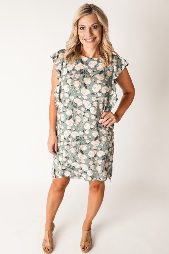 Chalk & Notch Farrah Blouse & Dress sewing pattern with ruffle details and high-low hemline