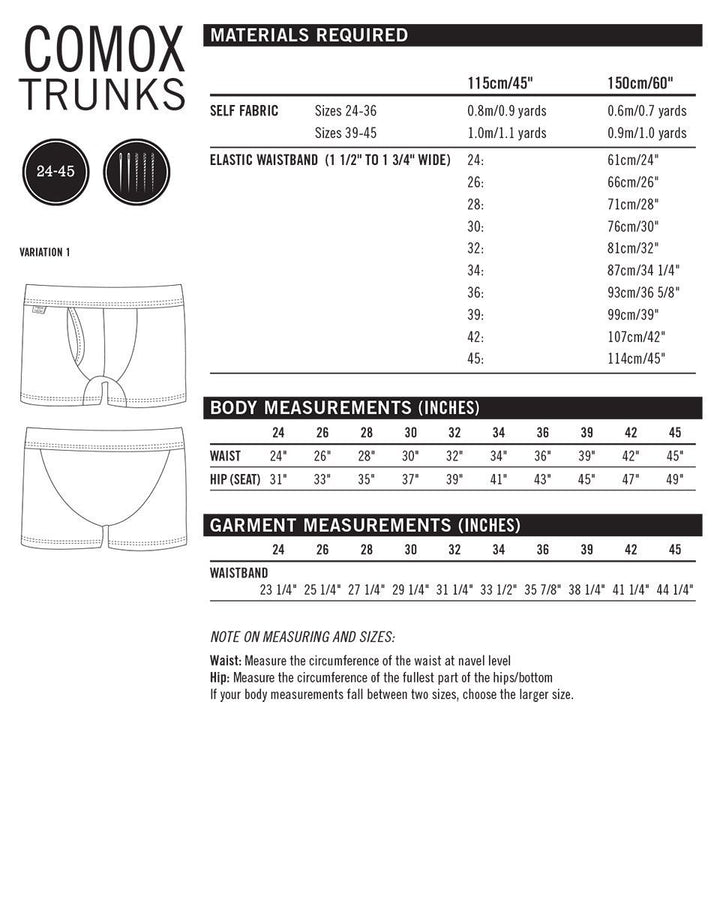 Thread Theory Cosmos Trunks sewing pattern form-fitting boxer briefs with reinforced gusset and elastic waistband