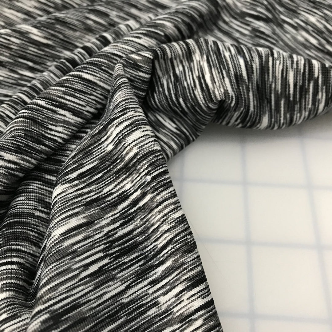 Black and Gray Melange Activewear Fabric - High Stretch Spandex for Leggings