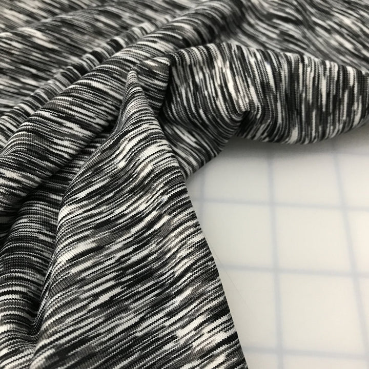 Black and Gray Melange Activewear Fabric - High Stretch Spandex for Leggings