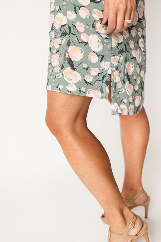 Chalk & Notch Farrah Blouse & Dress sewing pattern with ruffle details and high-low hemline