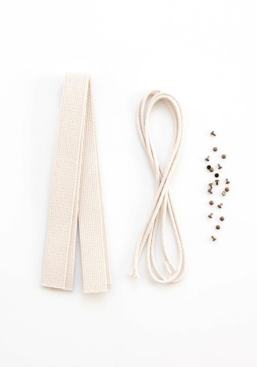 Grainline Studio Town Bag Notions Kit with rivets, cotton cording, and webbing handles for sewing