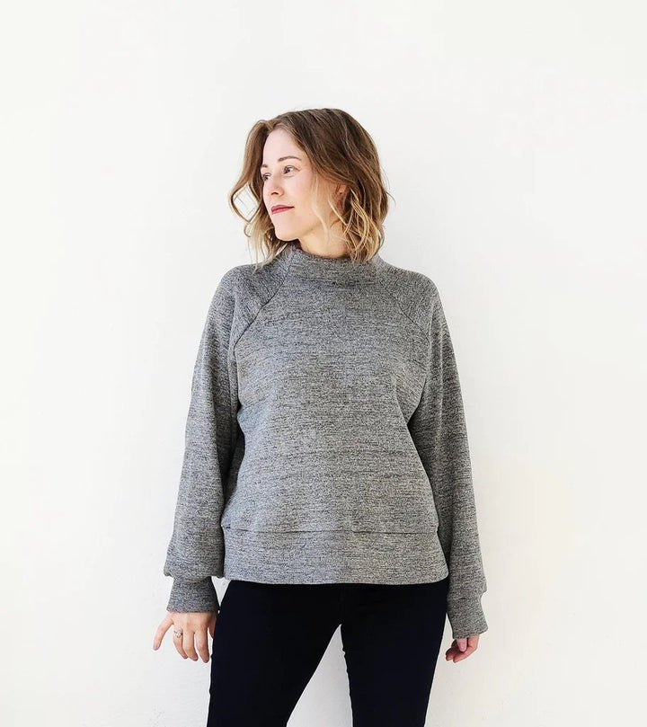 Sew House Seven Cosmos Sweatshirt and Elemental Pencil Skirt sewing pattern, oversized raglan top and high-waist pencil skirt