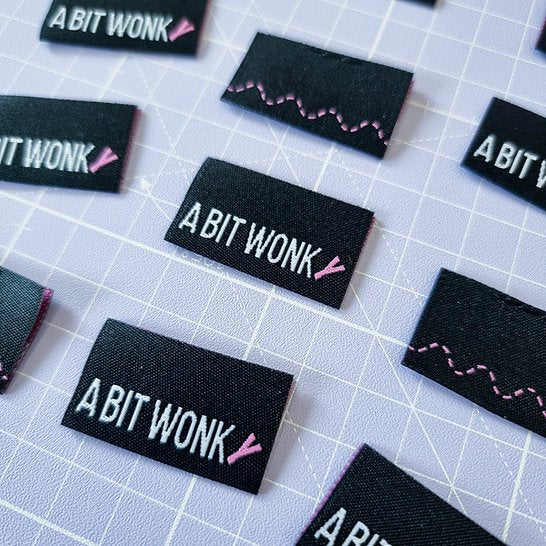 SA Labels A Bit Wonky humorous garment tags for imperfect sewing projects