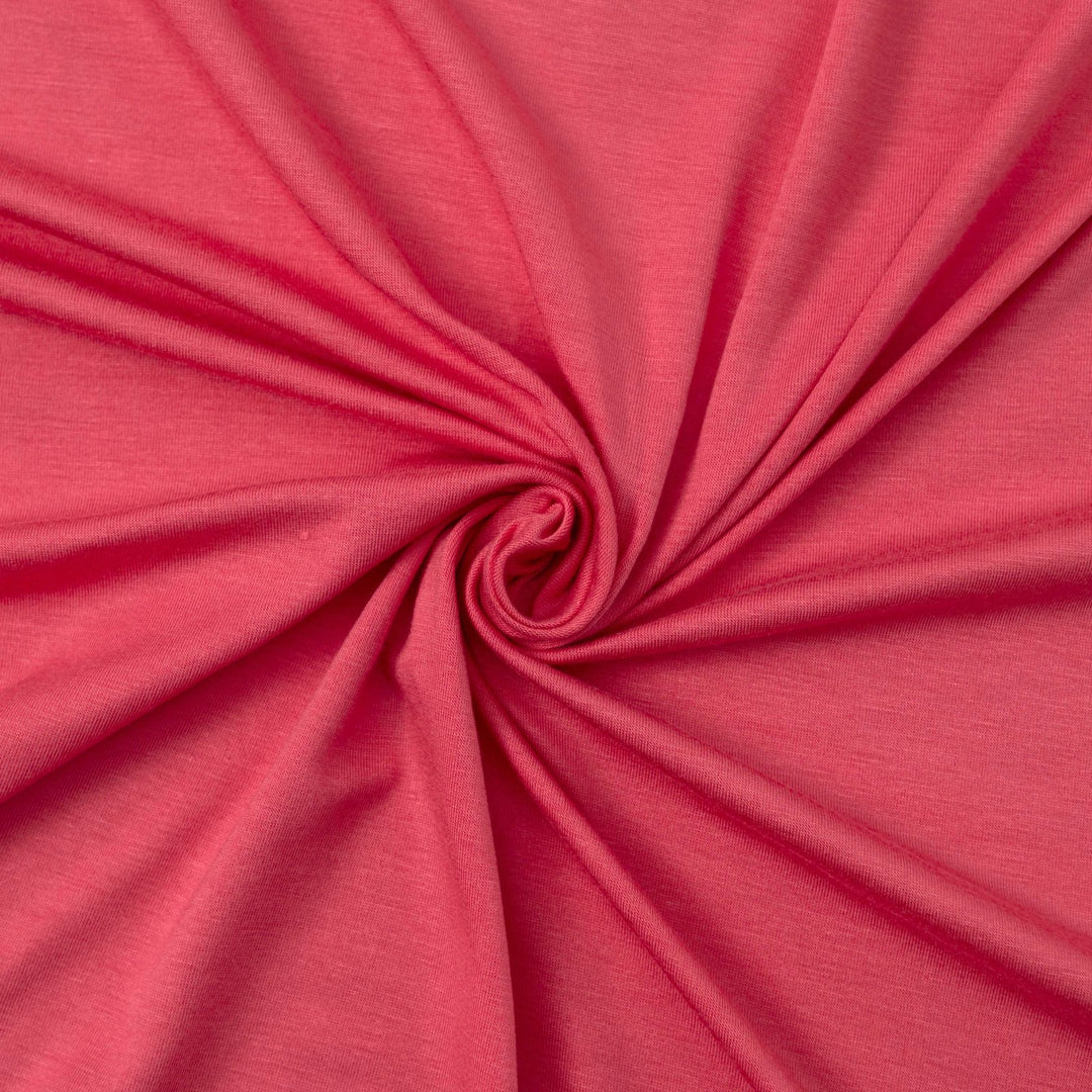 94% Modal 6% Spandex Jersey in Coral - Flowy Drapey Knit for Dresses