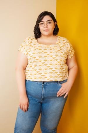 Friday Pattern Co Square Neck Top sewing pattern boxy dolman sleeve top in knit or woven fabric