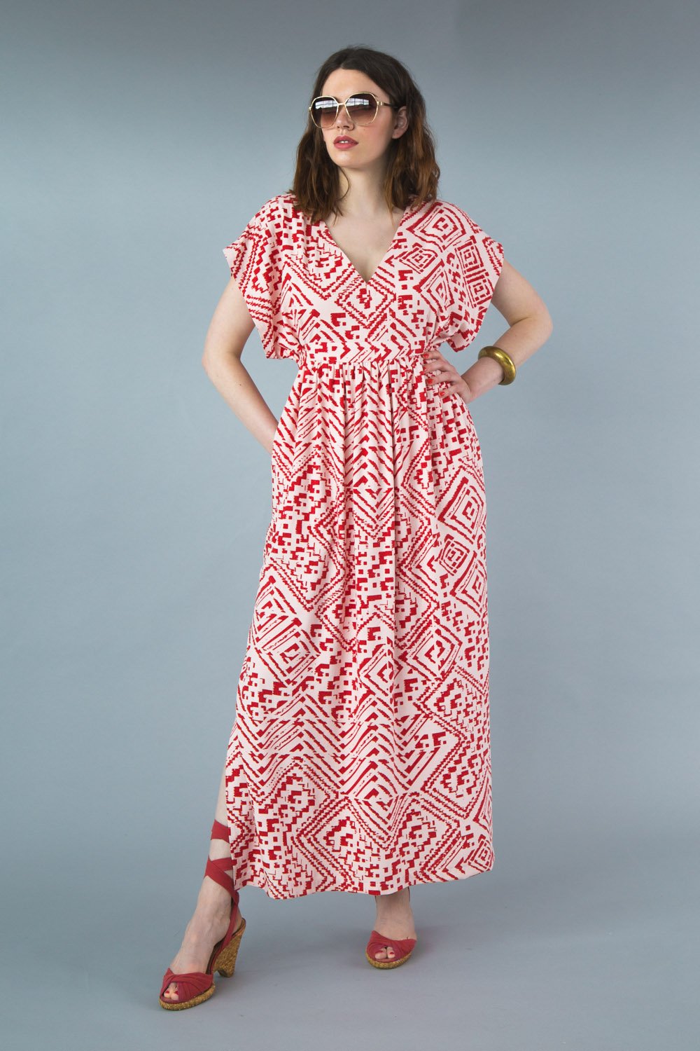 Closet Core Charlie Caftan sewing pattern – flowy summer dress with V-neckline, kimono sleeves, and multiple design variations