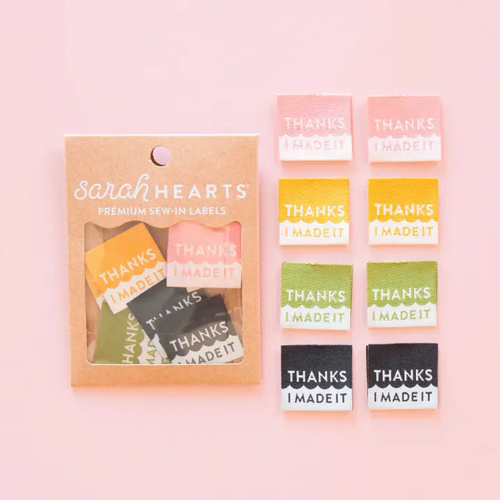 Woven Labels Multipack - Sarah Hearts - "Thanks I Made It"