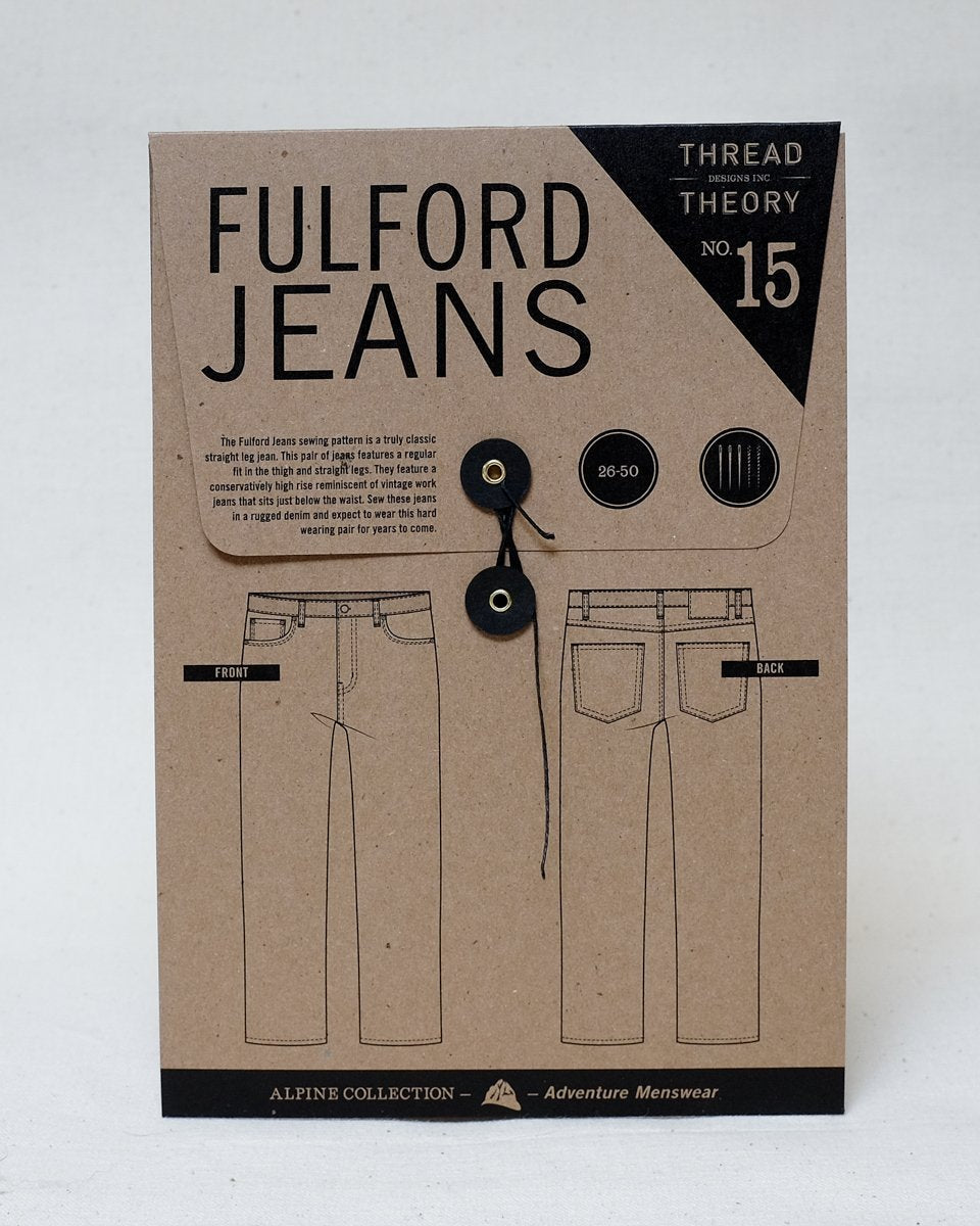 Thread Theory Fulford Jeans sewing pattern classic straight-leg denim jeans with high-rise waistband and durable construction