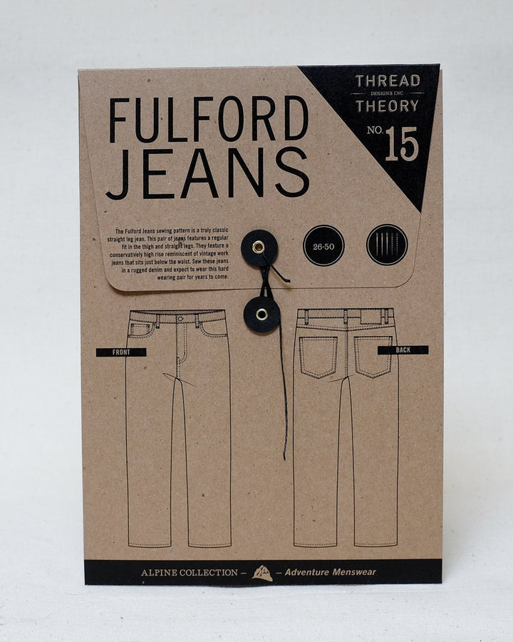 Thread Theory Fulford Jeans sewing pattern classic straight-leg denim jeans with high-rise waistband and durable construction