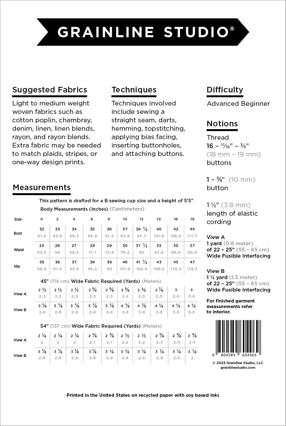Grainline Studio Austin Dress sewing pattern sizes 0–18 with sleeveless bodice, keyhole opening, and customizable skirt options