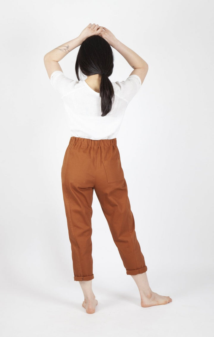 Sew House Seven Free Range Slacks Paper Pattern – elastic waist tapered and straight cropped pants sewing pattern