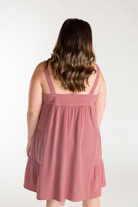 Chalk & Notch Marcel Dress & Tank Top sewing pattern with fitted high bust and flowing silhouette