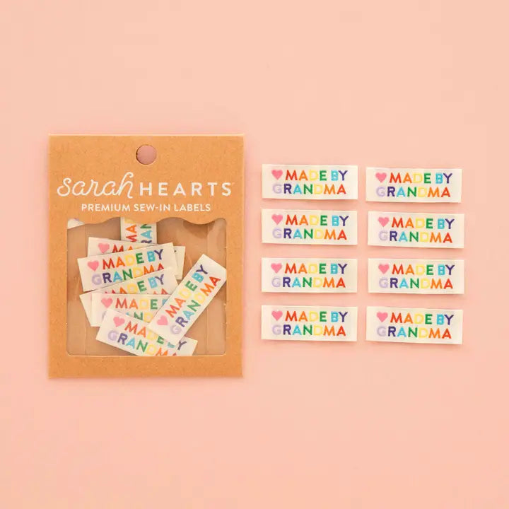 Woven Labels - Sarah Hearts - "Made by Grandma"