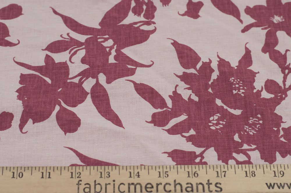 Linen Print - Fuschia Floral Stencil