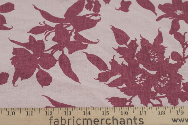 Linen Print - Fuschia Floral Stencil