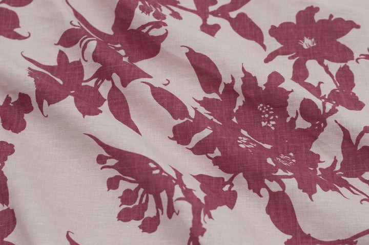 Linen Print - Fuschia Floral Stencil