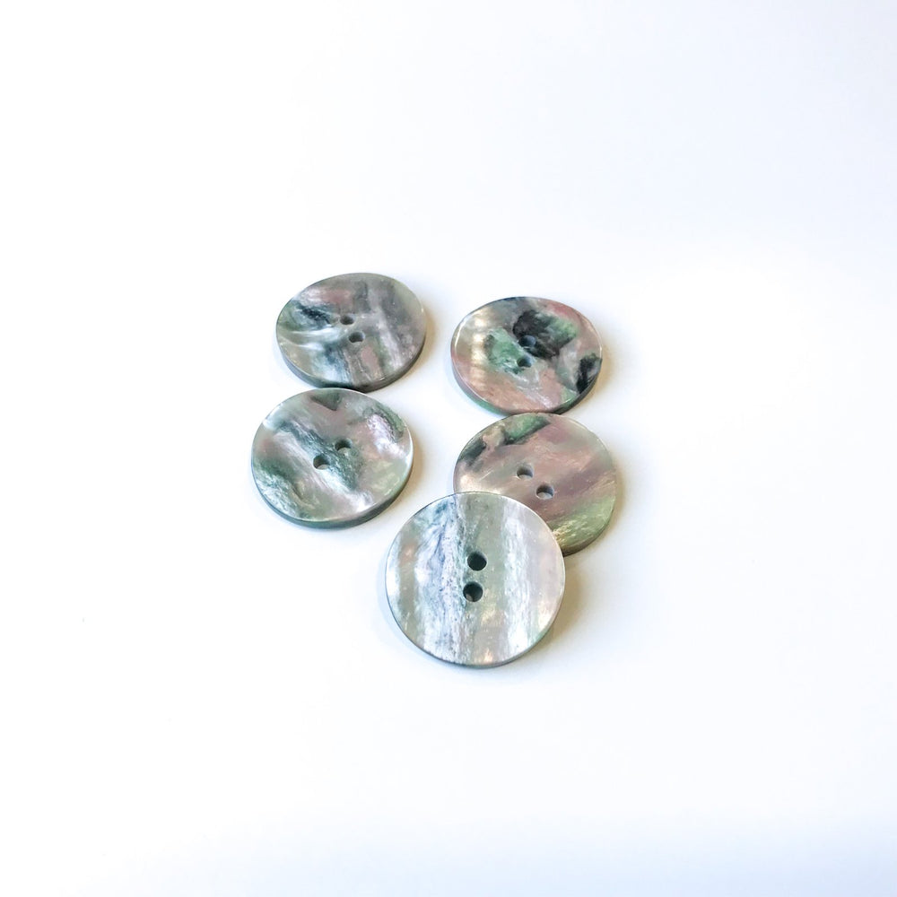 Abalone Shell Look Gray Buttons - 15mm & 23mm German-Made Polyester Buttons with Iridescent Finish