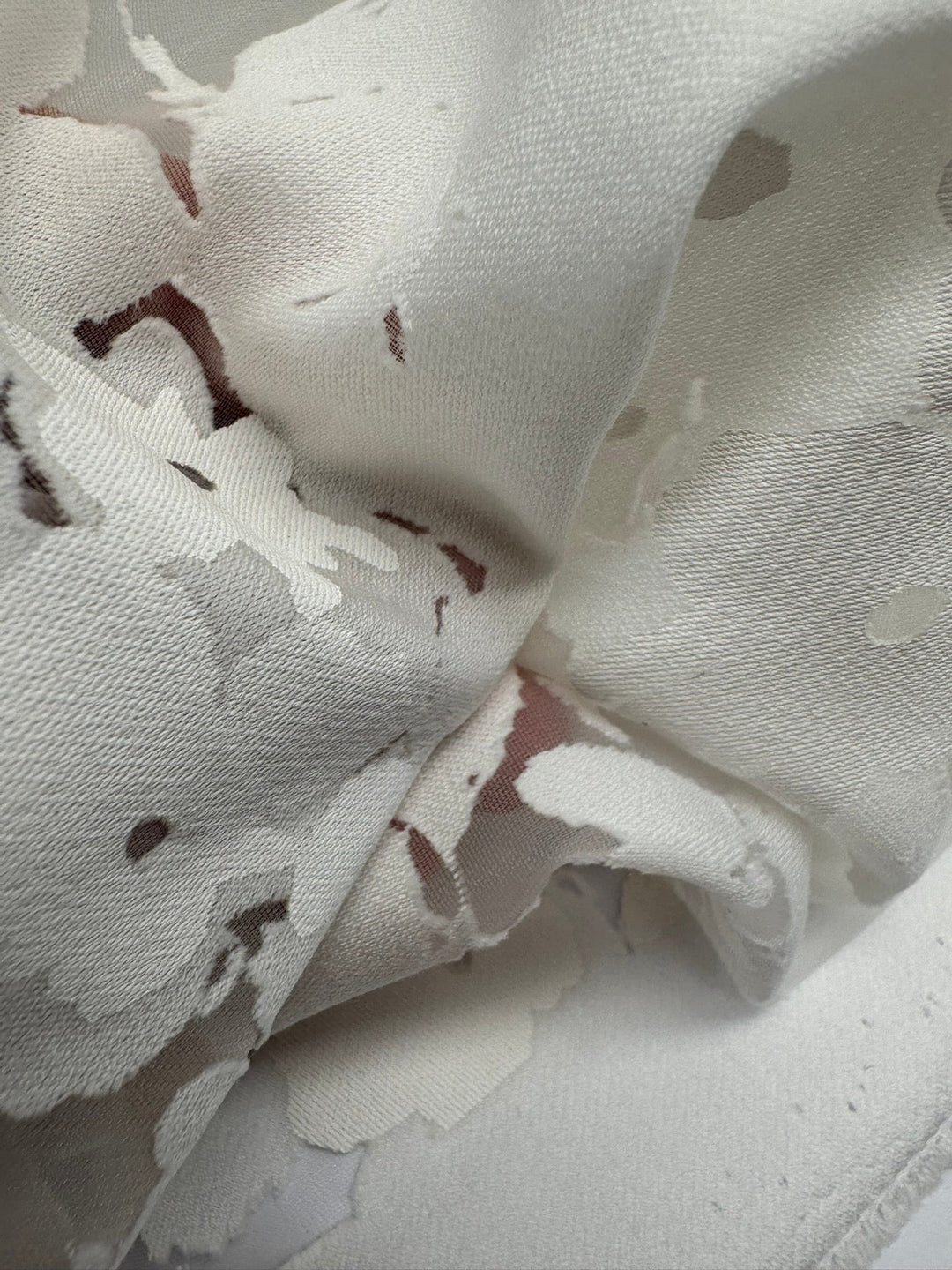 Jacquard and Mesh Woven in White