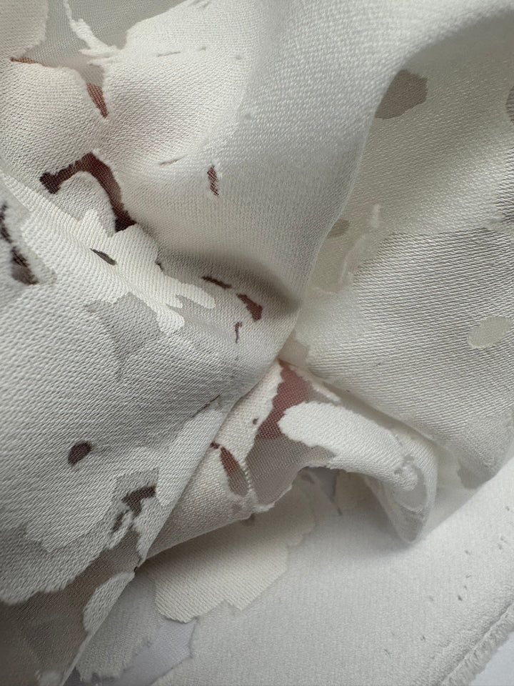 Jacquard and Mesh Woven in White