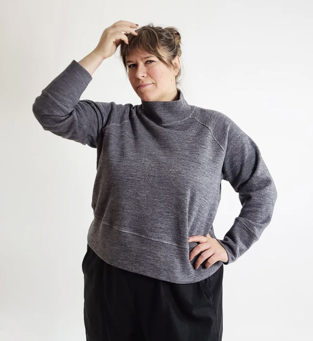 Charcoal Gray Wool Cotton Double Knit Fabric - Reversible Toaster Sweater Material for Cardigans & Pullovers