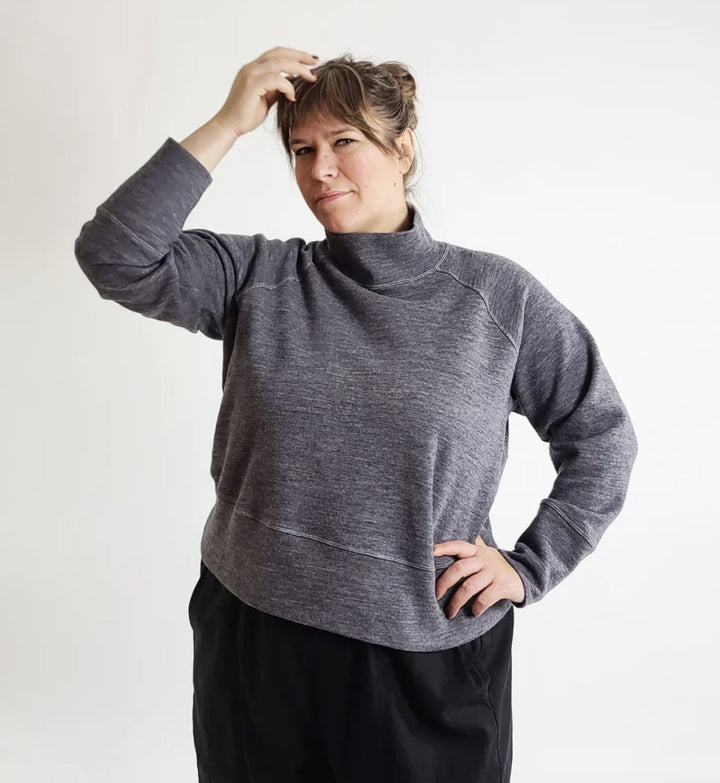 Charcoal Gray Wool Cotton Double Knit Fabric - Reversible Toaster Sweater Material for Cardigans & Pullovers